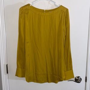 LOFT Medium Mustard Blouse with Capped Balloon Sleeves